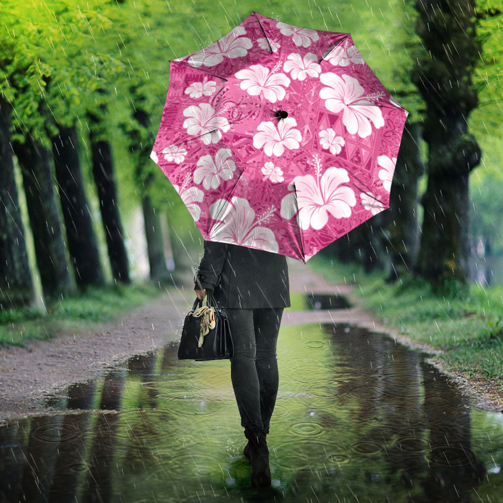 Pink Bula Fiji Masi Hibiscus Seamless Umbrella