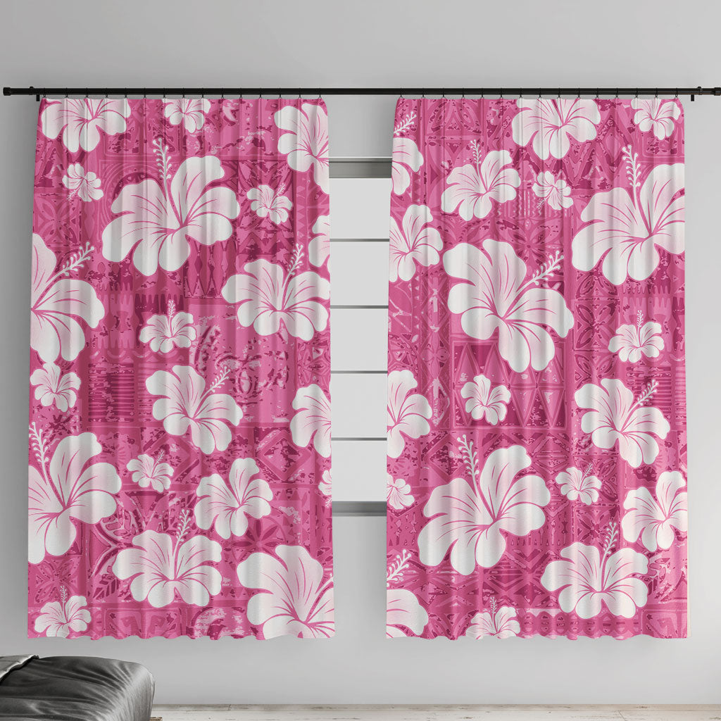 Pink Bula Fiji Masi Hibiscus Seamless Window Curtain