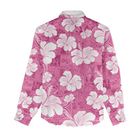 Pink Bula Fiji Masi Hibiscus Seamless Women Casual Shirt