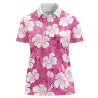 Pink Bula Fiji Masi Hibiscus Seamless Women Polo Shirt