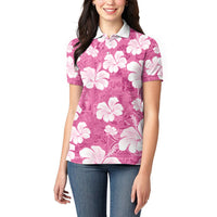 Pink Bula Fiji Masi Hibiscus Seamless Women Polo Shirt