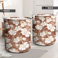 Brown Bula Fiji Masi Hibiscus Seamless Laundry Basket