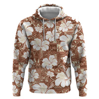 Brown Bula Fiji Masi Hibiscus Seamless Hoodie