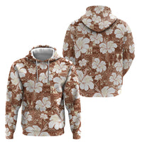 Brown Bula Fiji Masi Hibiscus Seamless Hoodie