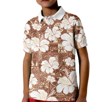 Brown Bula Fiji Masi Hibiscus Seamless Kid Polo Shirt