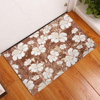 Brown Bula Fiji Masi Hibiscus Seamless Rubber Doormat