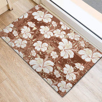 Brown Bula Fiji Masi Hibiscus Seamless Rubber Doormat