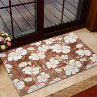 Brown Bula Fiji Masi Hibiscus Seamless Rubber Doormat