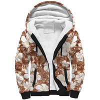 Brown Bula Fiji Masi Hibiscus Seamless Sherpa Hoodie