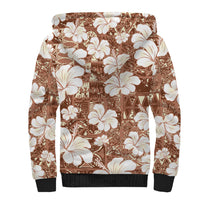 Brown Bula Fiji Masi Hibiscus Seamless Sherpa Hoodie