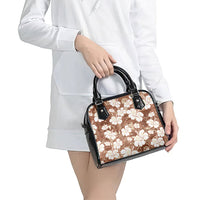 Brown Bula Fiji Masi Hibiscus Seamless Shoulder Handbag