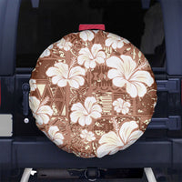 Brown Bula Fiji Masi Hibiscus Seamless Spare Tire Cover