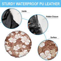 Brown Bula Fiji Masi Hibiscus Seamless Spare Tire Cover