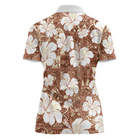 Brown Bula Fiji Masi Hibiscus Seamless Women Polo Shirt