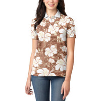 Brown Bula Fiji Masi Hibiscus Seamless Women Polo Shirt