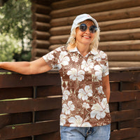 Brown Bula Fiji Masi Hibiscus Seamless Women Polo Shirt