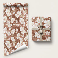 Brown Bula Fiji Masi Hibiscus Seamless Wrapping Paper