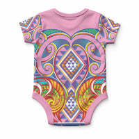 Rainbow Ngaru Taniko With Aotearoa Maori Tattoo Baby Onesie