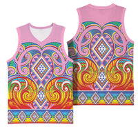 Rainbow Ngaru Taniko With Aotearoa Maori Tattoo Basketball Jersey