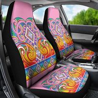 Rainbow Ngaru Taniko With Aotearoa Maori Tattoo Car Seat Cover