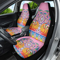 Rainbow Ngaru Taniko With Aotearoa Maori Tattoo Car Seat Cover