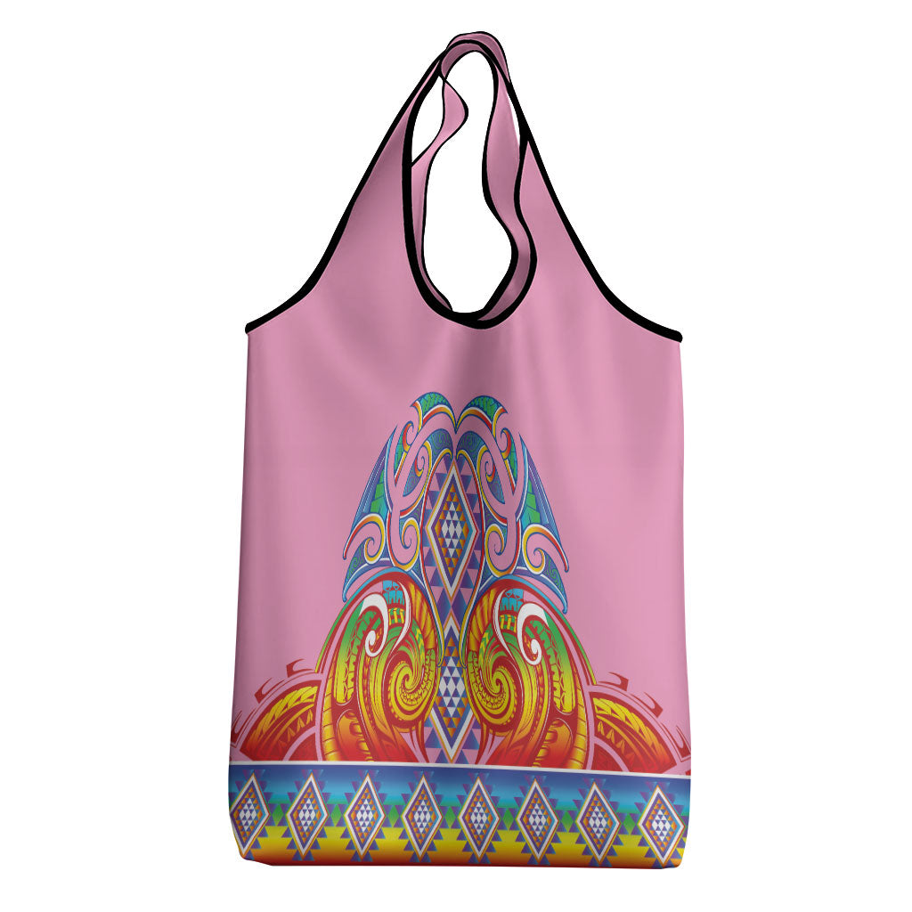 Rainbow Ngaru Taniko With Aotearoa Maori Tattoo Grocery Bag