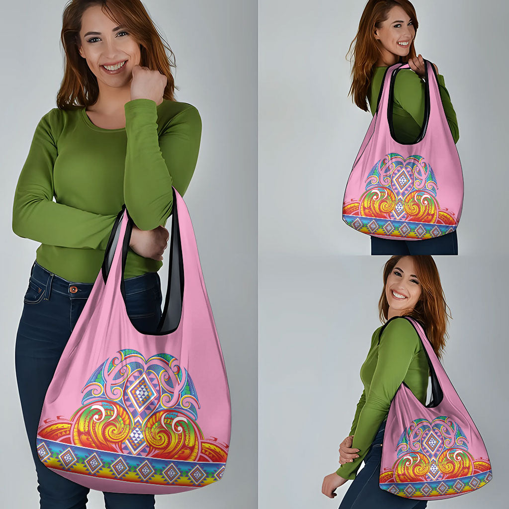 Rainbow Ngaru Taniko With Aotearoa Maori Tattoo Grocery Bag