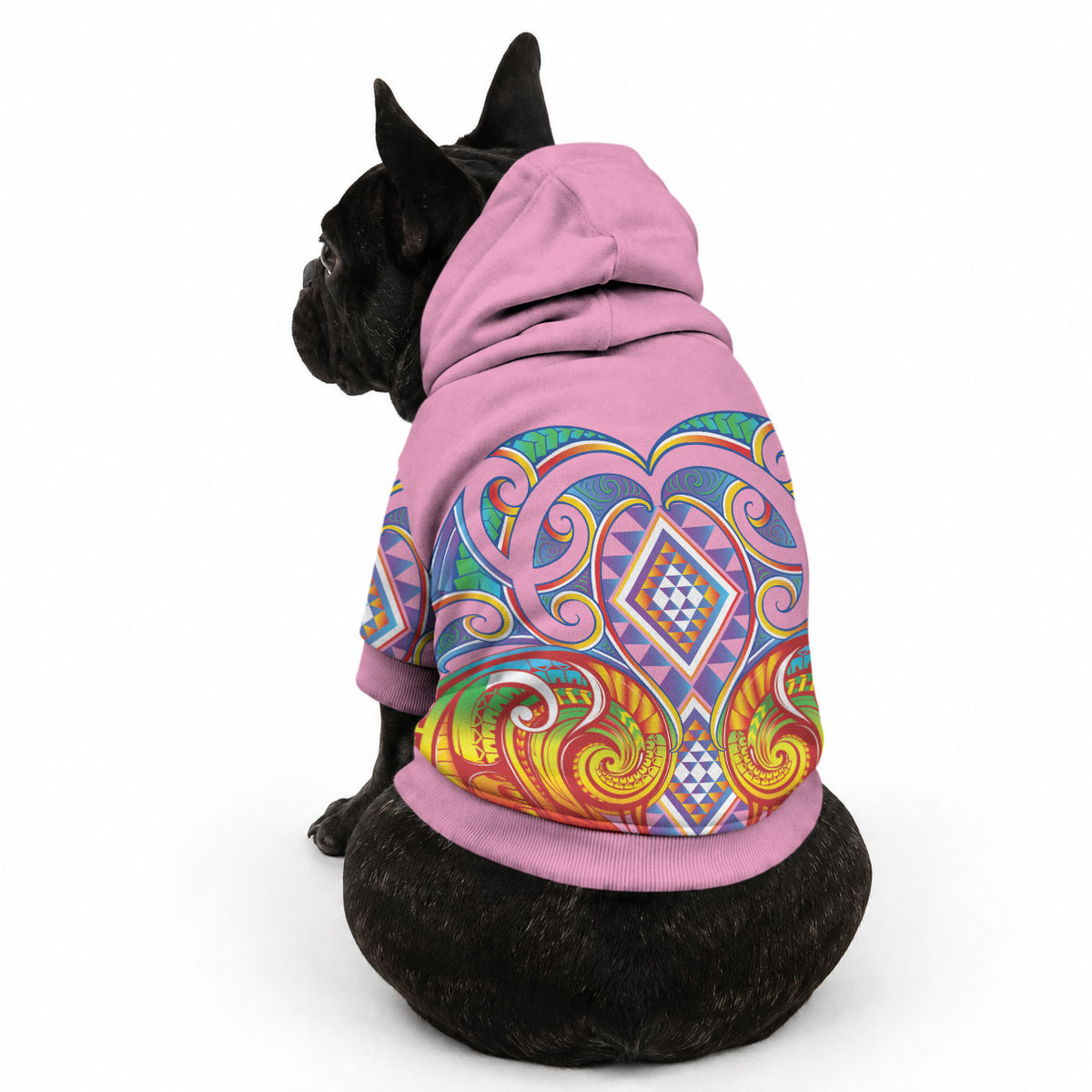 Rainbow Ngaru Taniko With Aotearoa Maori Tattoo Pet Hoodie