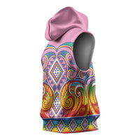 Rainbow Ngaru Taniko With Aotearoa Maori Tattoo Sleeveless Hoodie