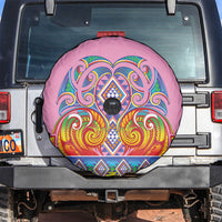 Rainbow Ngaru Taniko With Aotearoa Maori Tattoo Spare Tire Cover