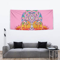 Rainbow Ngaru Taniko With Aotearoa Maori Tattoo Tapestry