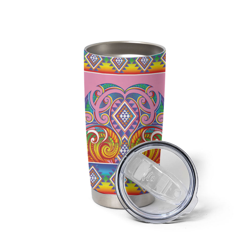 Rainbow Ngaru Taniko With Aotearoa Maori Tattoo Tumbler Cup