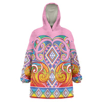 Rainbow Ngaru Taniko With Aotearoa Maori Tattoo Wearable Blanket Hoodie