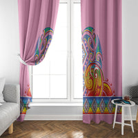 Rainbow Ngaru Taniko With Aotearoa Maori Tattoo Window Curtain