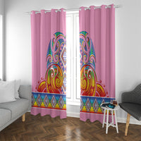 Rainbow Ngaru Taniko With Aotearoa Maori Tattoo Window Curtain