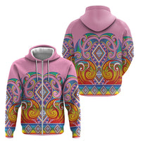 Rainbow Ngaru Taniko With Aotearoa Maori Tattoo Zip Hoodie
