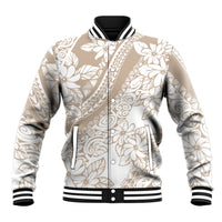 Polynesia Baseball Jacket Polynesian Tropical Flowers Beige Pastel Vibes LT14 Unisex Beige - Polynesian Pride