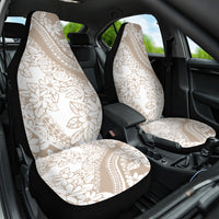 Polynesia Car Seat Cover Polynesian Tropical Flowers Beige Pastel Vibes LT14 One Size Begie - Polynesian Pride