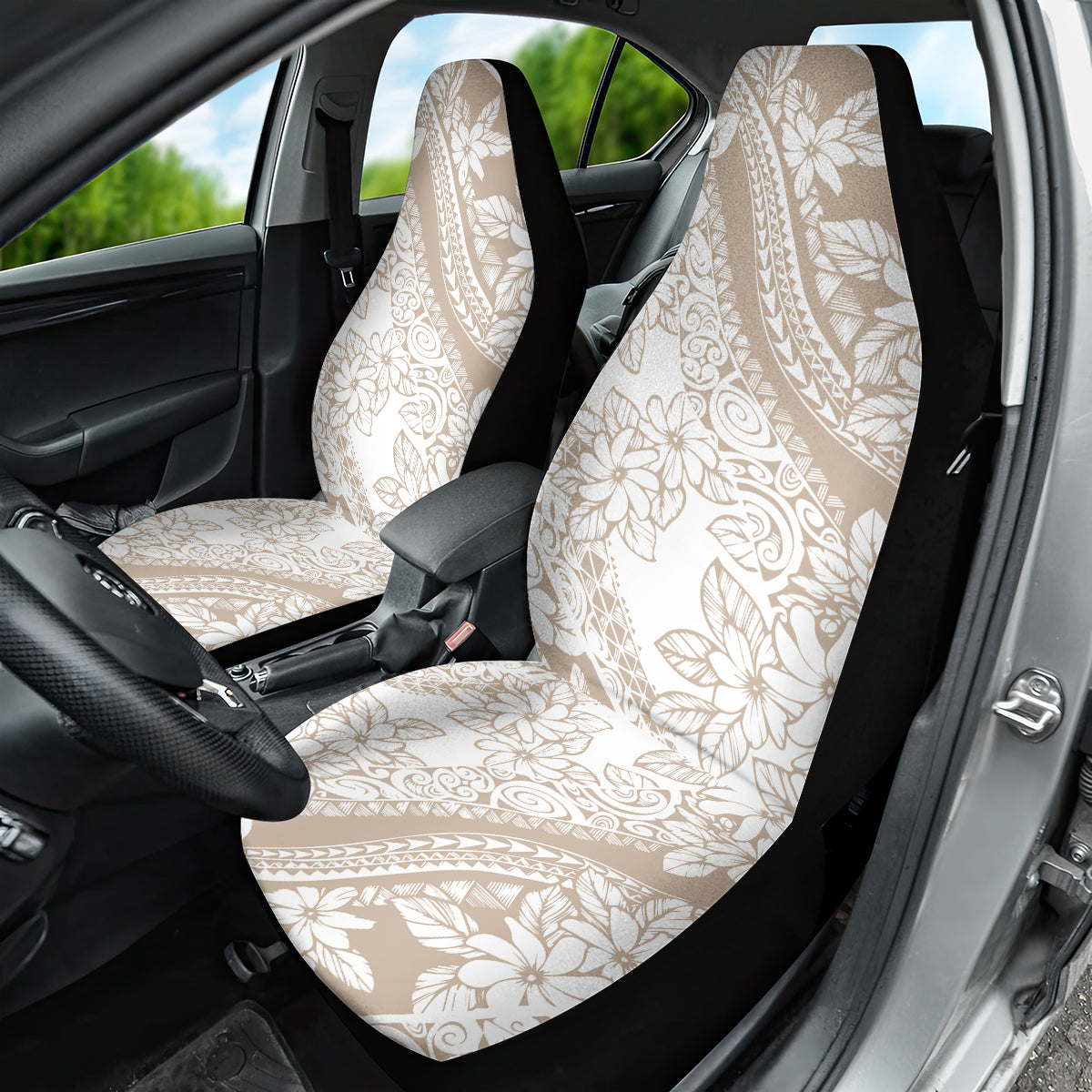 Polynesia Car Seat Cover Polynesian Tropical Flowers Beige Pastel Vibes LT14 - Polynesian Pride