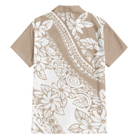 Polynesia Family Matching Off Shoulder Long Sleeve Dress and Hawaiian Shirt Polynesian Tropical Flowers Beige Pastel Vibes LT14 - Polynesian Pride