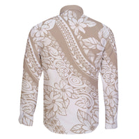 Polynesia Family Matching Summer Maxi Dress and Hawaiian Shirt Polynesian Tropical Flowers Beige Pastel Vibes LT14 - Polynesian Pride