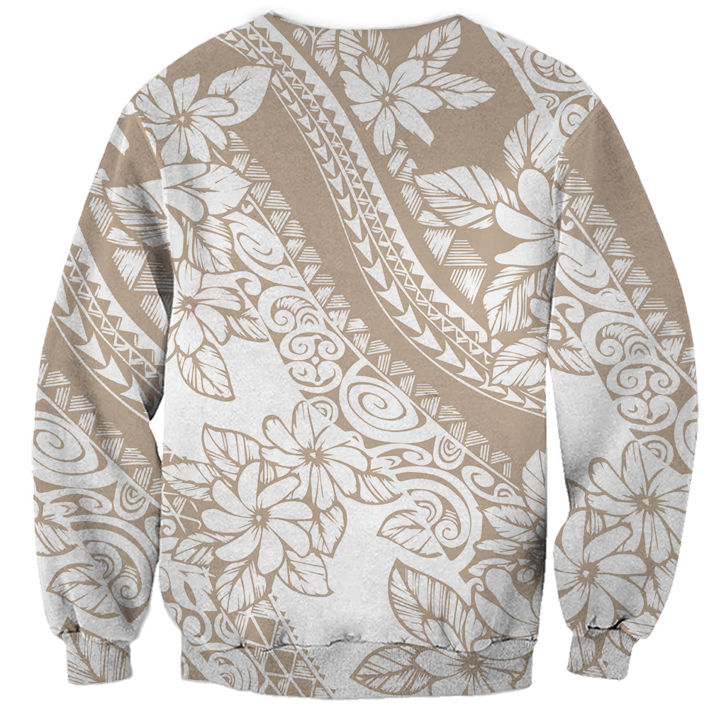 Polynesia Sweatshirt Polynesian Tropical Flowers Beige Pastel Vibes LT14 - Polynesian Pride