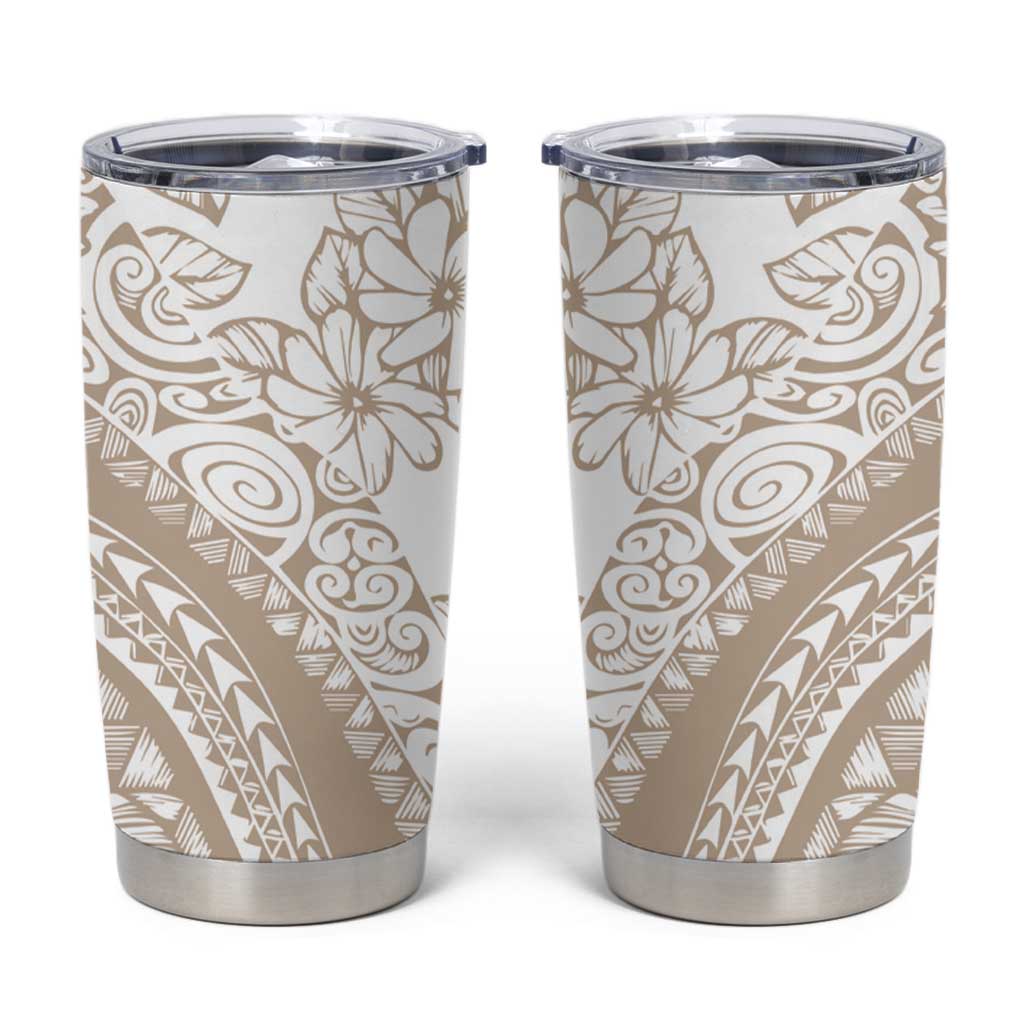 Polynesia Tumbler Cup Polynesian Tropical Flowers Begie Pastel Vibes