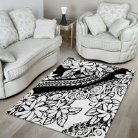 Polynesia Area Rug Polynesian Tropical Flowers Black Pastel Vibes LT14 - Polynesian Pride