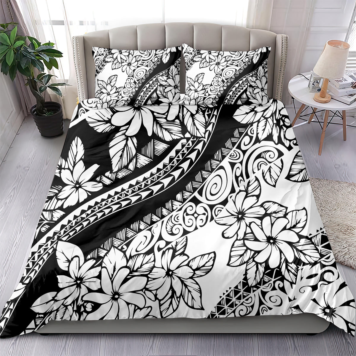 Polynesia Bedding Set Polynesian Tropical Flowers Black Pastel Vibes LT14 - Polynesian Pride