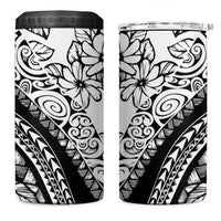 Polynesia 4 in 1 Can Cooler Tumbler Polynesian Tropical Flowers Black Pastel Vibes