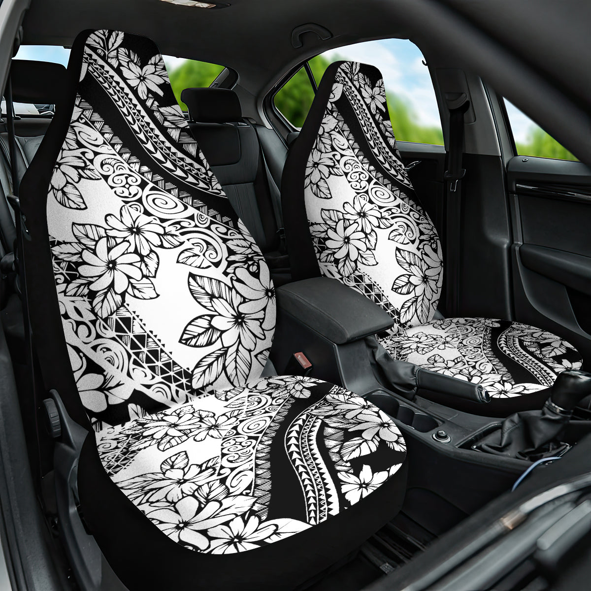 Polynesia Car Seat Cover Polynesian Tropical Flowers Black Pastel Vibes LT14 One Size Black - Polynesian Pride