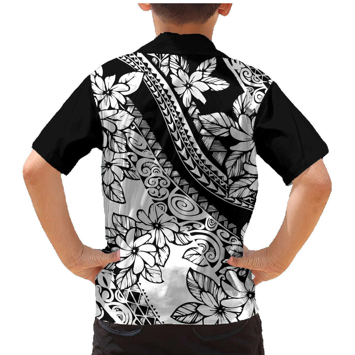 Polynesia Family Matching Mermaid Dress and Hawaiian Shirt Polynesian Tropical Flowers Black Pastel Vibes LT14 - Polynesian Pride
