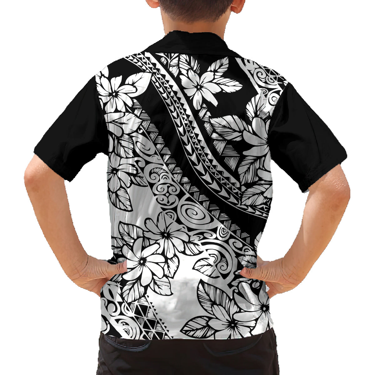Polynesia Family Matching Tank Maxi Dress and Hawaiian Shirt Polynesian Tropical Flowers Black Pastel Vibes LT14 - Polynesian Pride