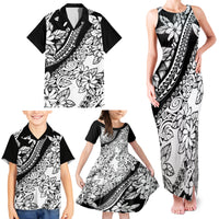 Polynesia Family Matching Tank Maxi Dress and Hawaiian Shirt Polynesian Tropical Flowers Black Pastel Vibes LT14 - Polynesian Pride